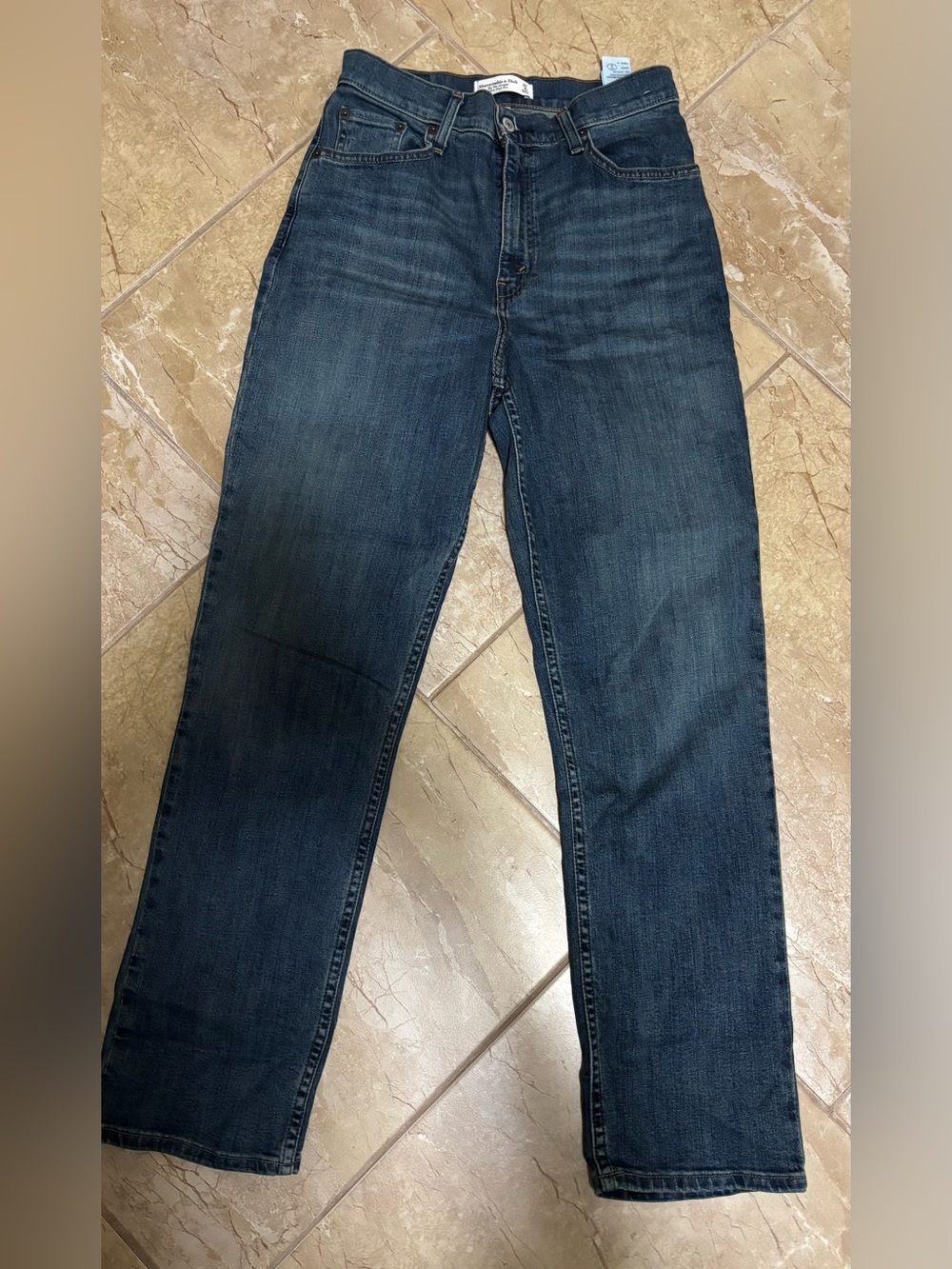 Abercrombie & Fitch Dark Blue High-Rise Straight Jeans